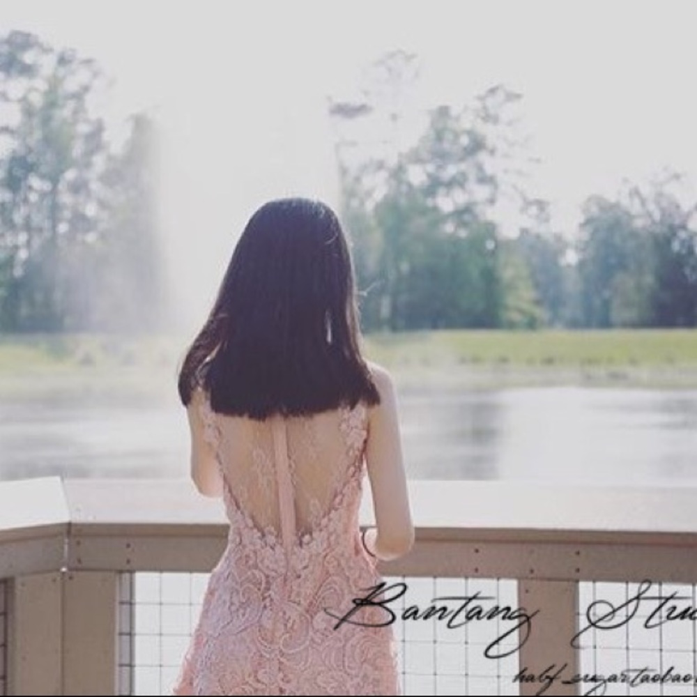 Pink lace one piece dress